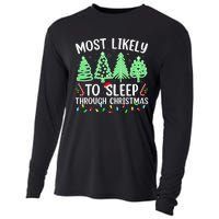 Most Likely To Sleep Through Christmas Matching Family Pjs Cooling Performance Long Sleeve Crew