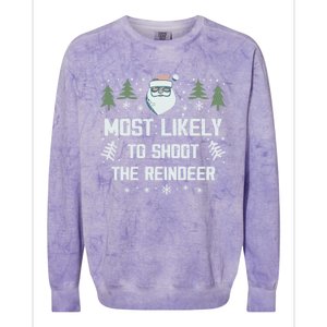 Most Likely To Shoot The Reindeer Family Matching Christmas Gift Colorblast Crewneck Sweatshirt