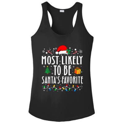 Most Likely To Be SantaS Favorite Funny Family Christmas Ladies PosiCharge Competitor Racerback Tank