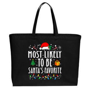 Most Likely To Be SantaS Favorite Funny Family Christmas Cotton Canvas Jumbo Tote