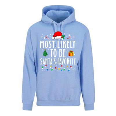 Most Likely To Be SantaS Favorite Funny Family Christmas Unisex Surf Hoodie