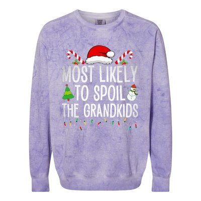 Most Likely To Spoil The Grand Funny Christmas Grandma  Colorblast Crewneck Sweatshirt