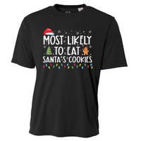 Most Likely To Eat Santas Cookies Funny Christmas Cooling Performance Crew T-Shirt