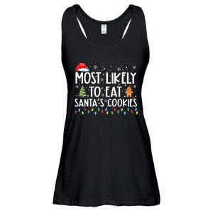 Most Likely To Eat Santas Cookies Funny Christmas Ladies Essential Flowy Tank