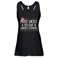 Most Likely To Eat Santas Cookies Funny Christmas Ladies Essential Flowy Tank