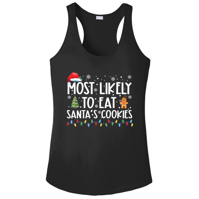 Most Likely To Eat Santas Cookies Funny Christmas Ladies PosiCharge Competitor Racerback Tank