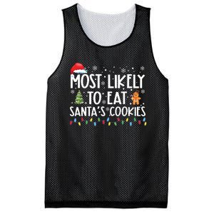 Most Likely To Eat Santas Cookies Funny Christmas Mesh Reversible Basketball Jersey Tank