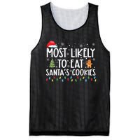 Most Likely To Eat Santas Cookies Funny Christmas Mesh Reversible Basketball Jersey Tank