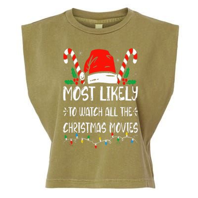 Most Likely To Watch All The Christmas Movies Funny Family Garment-Dyed Women's Muscle Tee