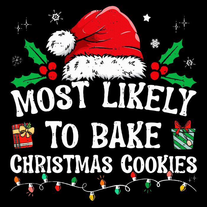Most Likely To Bake Christmas Cookies Funny Baker Christmas Drawstring Bag