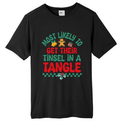 Most Likely To Get Their Tinsel In A Tangle Christmas Pajama Tall Fusion ChromaSoft Performance T-Shirt