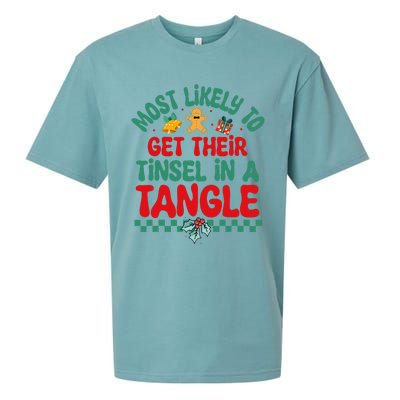 Most Likely To Get Their Tinsel In A Tangle Christmas Pajama Sueded Cloud Jersey T-Shirt