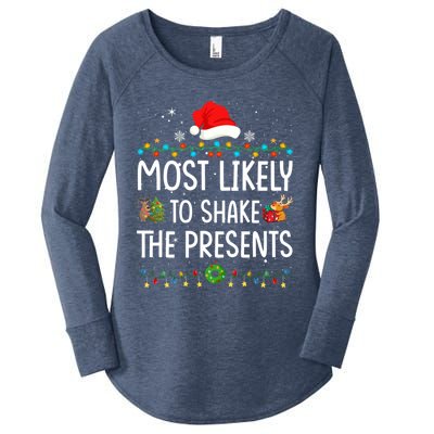 Most Likely To Shake The Presents Santa Christmas Lights Gift Women's Perfect Tri Tunic Long Sleeve Shirt