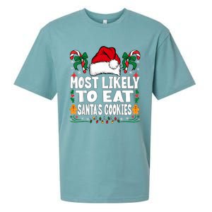 Most Likely To Eat Santa’S Cookies Family Christmas Sueded Cloud Jersey T-Shirt