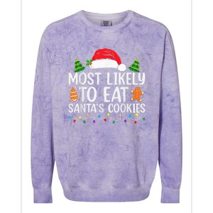 Most Likely To Eat Santas Cookies Christmas Family Matching Colorblast Crewneck Sweatshirt