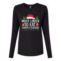 Most Likely To Eat Santas Cookies Christmas Family Matching Womens Cotton Relaxed Long Sleeve T-Shirt