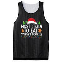 Most Likely To Eat Santas Cookies Christmas Family Matching Mesh Reversible Basketball Jersey Tank