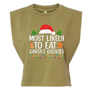 Most Likely To Eat Santas Cookies Christmas Family Matching Garment-Dyed Women's Muscle Tee