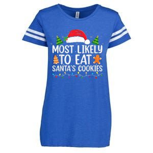 Most Likely To Eat Santas Cookies Christmas Family Matching Enza Ladies Jersey Football T-Shirt