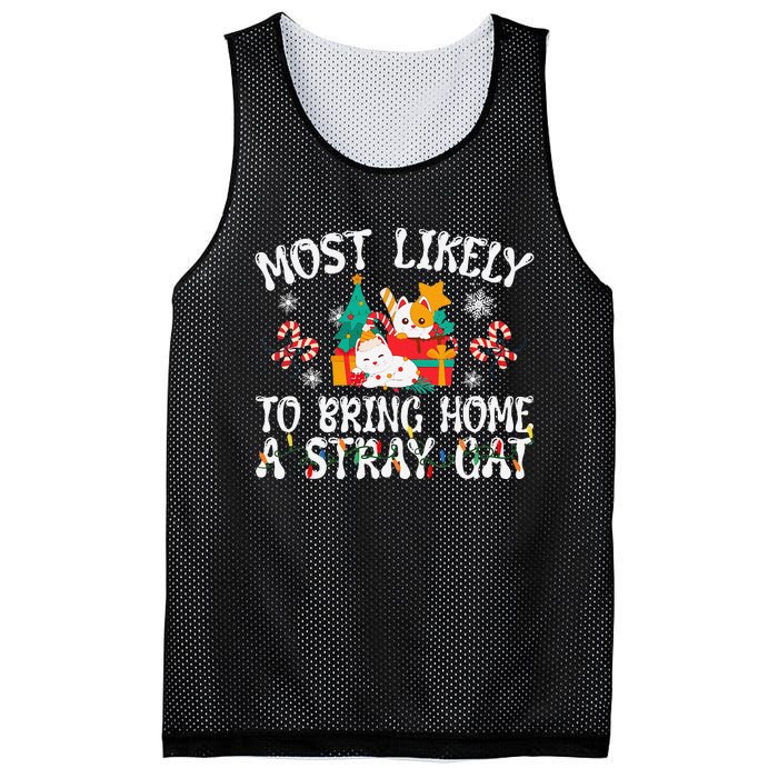 Most Likely To Bring Home A Stray Cat Matching Christmas Mesh Reversible Basketball Jersey Tank