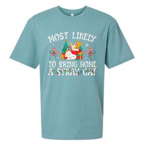 Most Likely To Bring Home A Stray Cat Matching Christmas Sueded Cloud Jersey T-Shirt