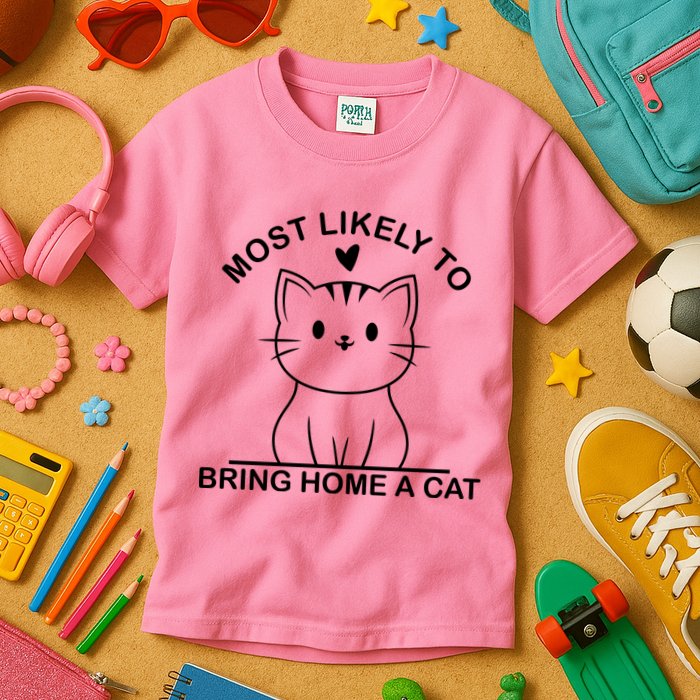 Most Likely To Bring Home A Cat Funny Kids T-Shirt