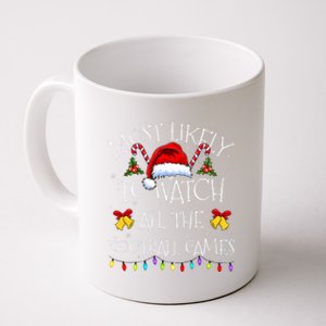 Most Likely To Watch All The Football Games Funny Christmas Coffee Mug