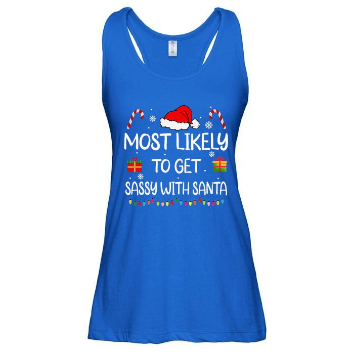 Most Likely To Get Sassy With Santa Funny family Christmas Ladies Essential Flowy Tank