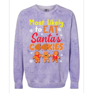 Most Likely To Eat Santas Cookies Family Christmas Gift Colorblast Crewneck Sweatshirt