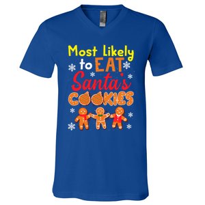 Most Likely To Eat Santas Cookies Family Christmas Gift V-Neck T-Shirt