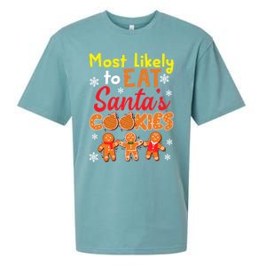 Most Likely To Eat Santas Cookies Family Christmas Gift Sueded Cloud Jersey T-Shirt