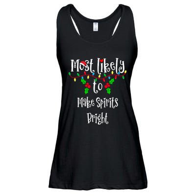 Most Likely To Make Spirits Bright Family Group Matching Shirt Ladies Essential Flowy Tank