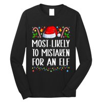 Most Likely To Be Mistaken For An Elf Christmas Pajamas Long Sleeve Shirt