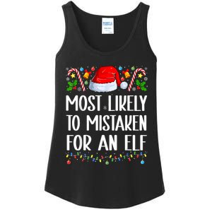 Most Likely To Be Mistaken For An Elf Christmas Pajamas Ladies Essential Tank