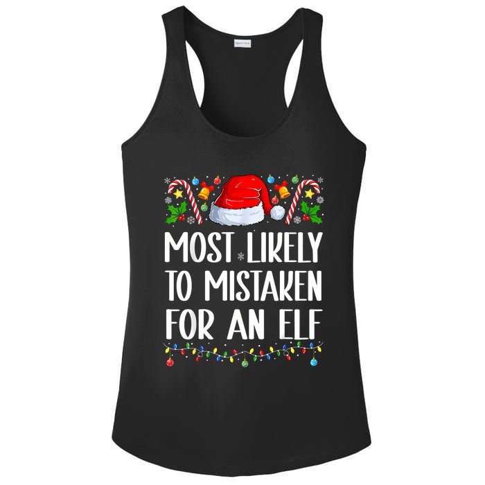 Most Likely To Be Mistaken For An Elf Christmas Pajamas Ladies PosiCharge Competitor Racerback Tank