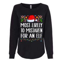 Most Likely To Be Mistaken For An Elf Christmas Pajamas Womens California Wash Sweatshirt