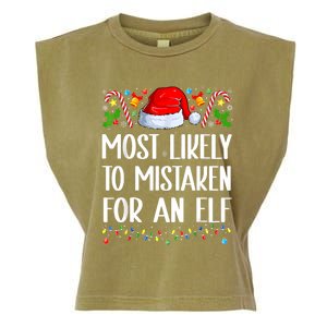 Most Likely To Be Mistaken For An Elf Christmas Pajamas Garment-Dyed Women's Muscle Tee