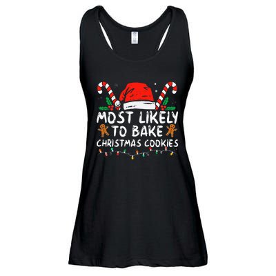 Most Likely To Bake Christmas Cookies Funny Baker Christmas Ladies Essential Flowy Tank