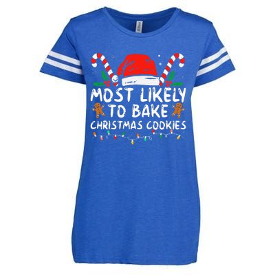 Most Likely To Bake Christmas Cookies Funny Baker Christmas Enza Ladies Jersey Football T-Shirt