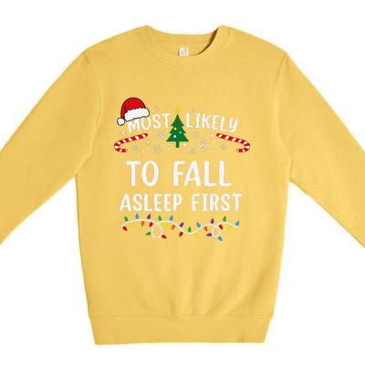 Most Likely To Fall Asleep First Family Matching Christmas Premium Crewneck Sweatshirt