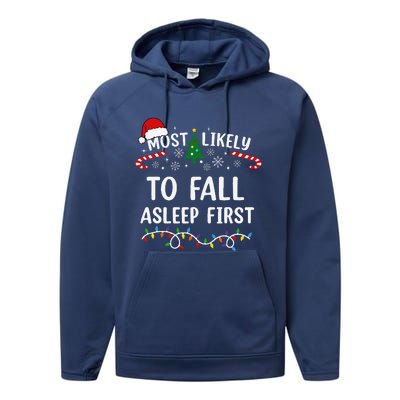 Most Likely To Fall Asleep First Family Matching Christmas Performance Fleece Hoodie