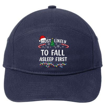 Most Likely To Fall Asleep First Family Matching Christmas 7-Panel Snapback Hat