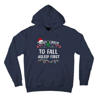 Most Likely To Fall Asleep First Family Matching Christmas Tall Hoodie