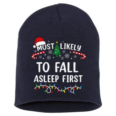 Most Likely To Fall Asleep First Family Matching Christmas Short Acrylic Beanie