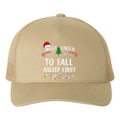 Most Likely To Fall Asleep First Family Matching Christmas Yupoong Adult 5-Panel Trucker Hat