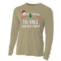 Most Likely To Fall Asleep First Family Matching Christmas Cooling Performance Long Sleeve Crew