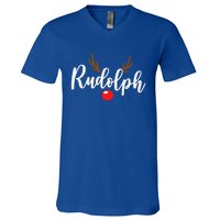 Most Likely To Try Ride Rudolph Funny Couples Christmas V-Neck T-Shirt