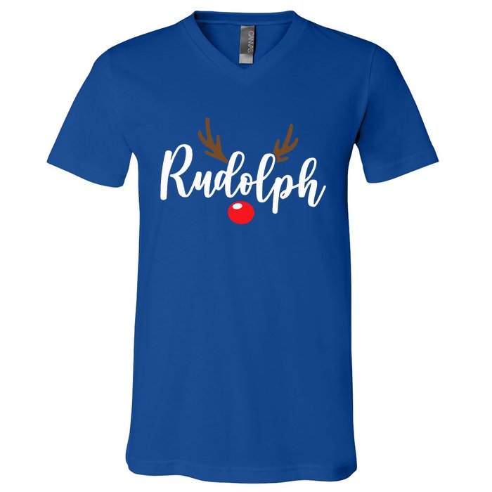 Most Likely To Try Ride Rudolph Funny Couples Christmas V-Neck T-Shirt