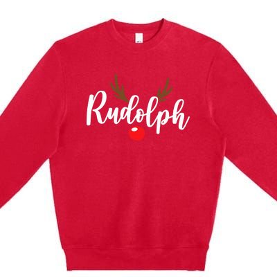 Most Likely To Try Ride Rudolph Funny Couples Christmas Premium Crewneck Sweatshirt