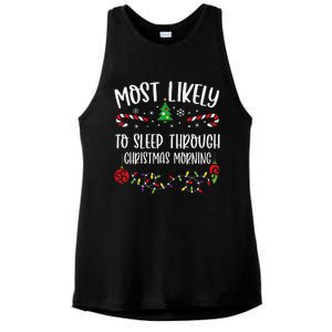 Most Likely To Sleep Through Christmas Morning Funny Christmas Family Matching Ladies PosiCharge Tri-Blend Wicking Tank